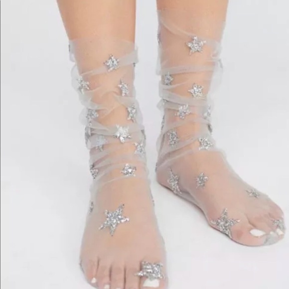 Trendy mesh sparkle ankle socks. - Picture 4 of 5